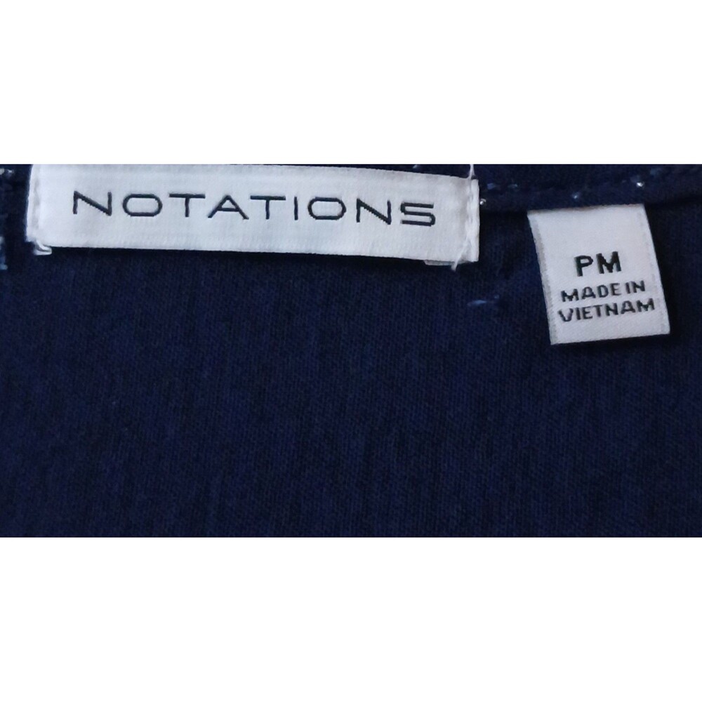 Notations Shimmer Blouse Navy Glitter Sleeveless Button Front Top Womens PM - Picture 3 of 4